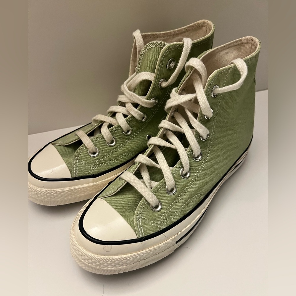 Converse High Top Sneakers in Sage Green and Cream